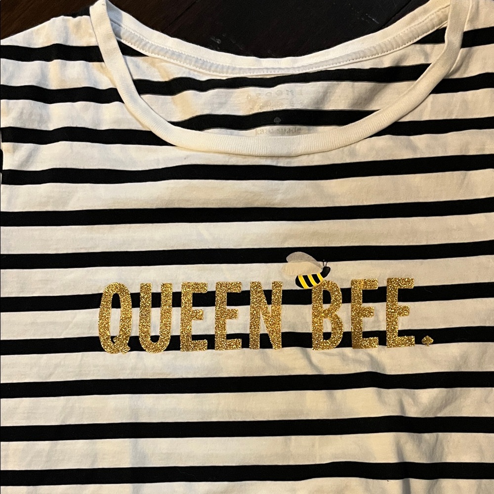 Kate Spade NY “Queen Bee” Striped Tee  - Black & White- Brooms Street collection - Picture 4 of 6